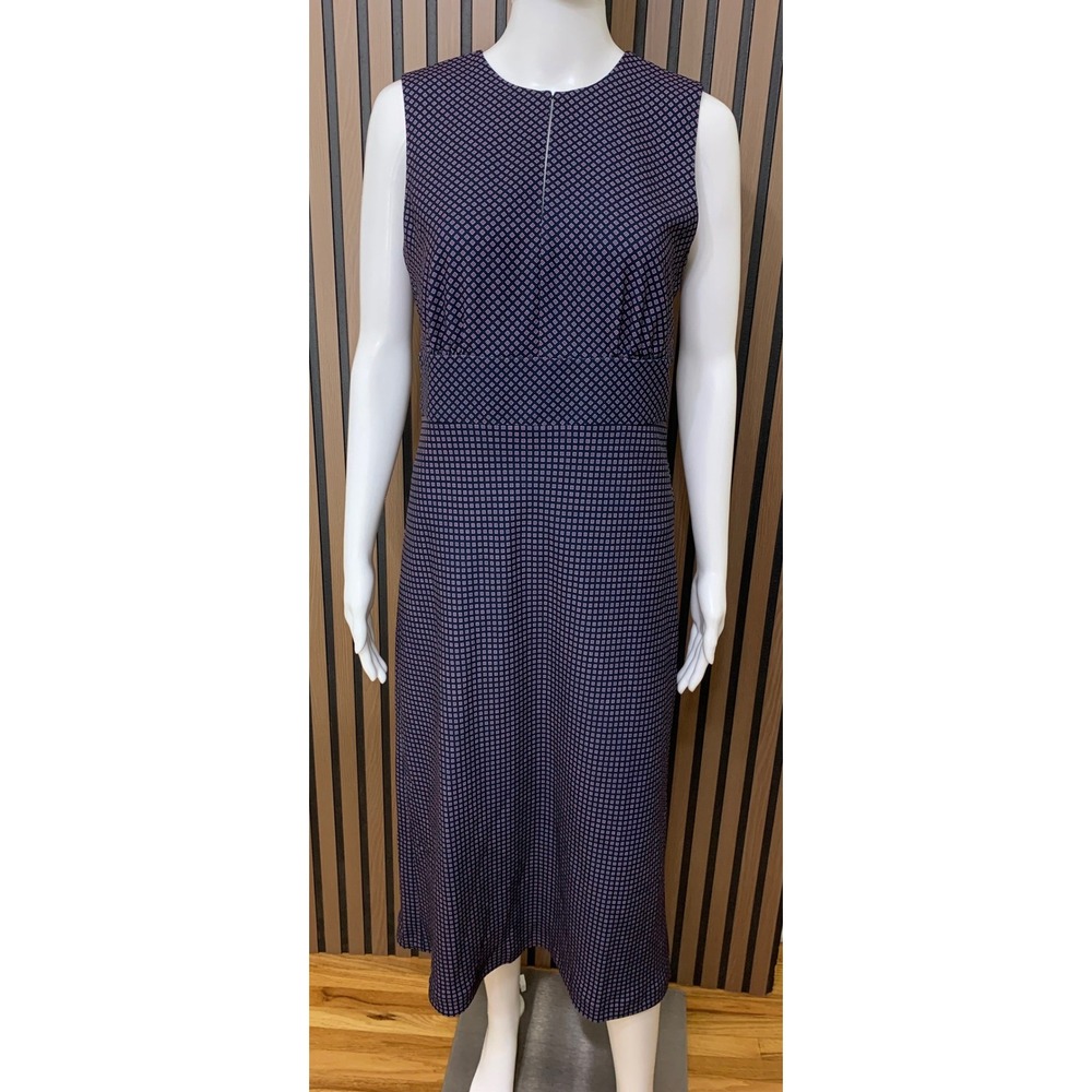 J.Crew 365 Navy Blue Geometric Print Sleeveless Midi Dress Size 6
